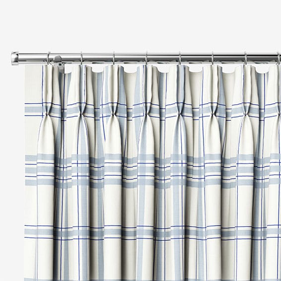 Blue and store white striped curtain
