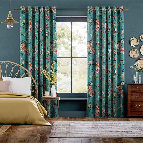 Turquoise shop patterned curtains