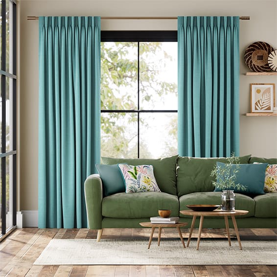 Turquoise and on sale white curtains