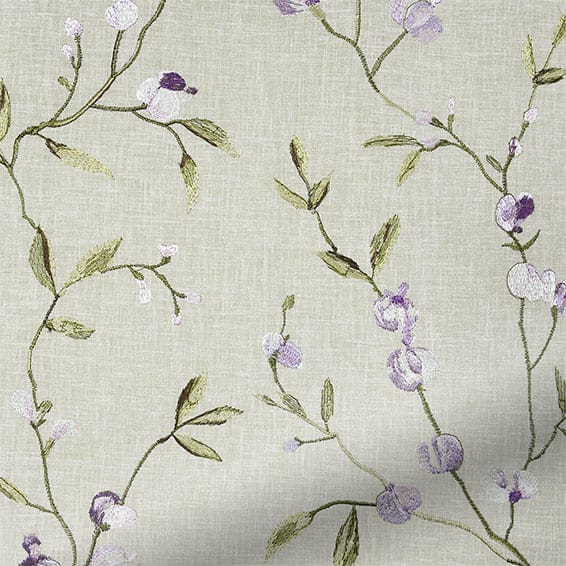 Country Flower Embroidered Plum Curtains