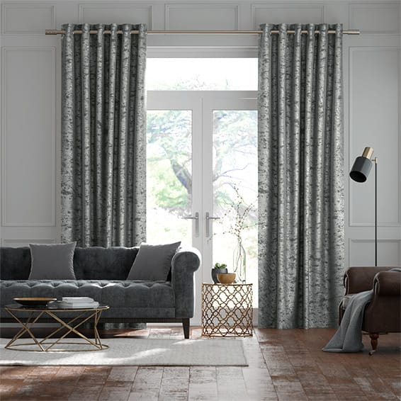 Crushed Velvet Chrome Curtains