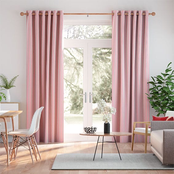 Devon Stripe Red Curtains Devon Stripe Red Curtains, Raspberry Striped Curtains