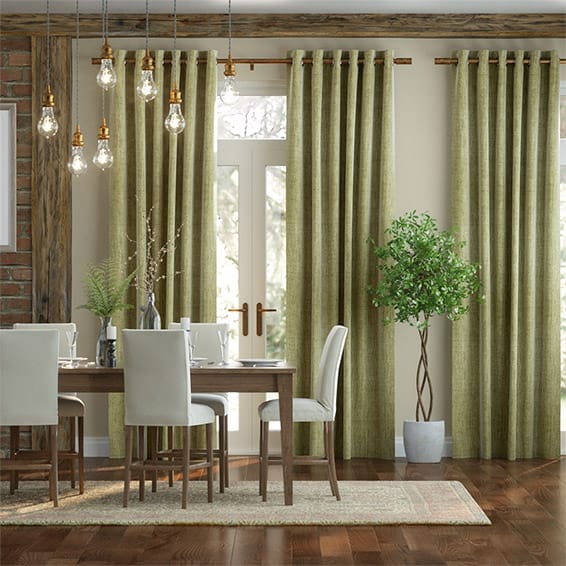Eternity Linen Green Ochre Curtains