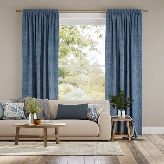 Blue linen curtains deals