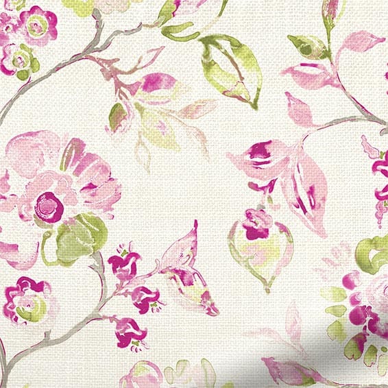 Floral Ink Linen Pink Curtains