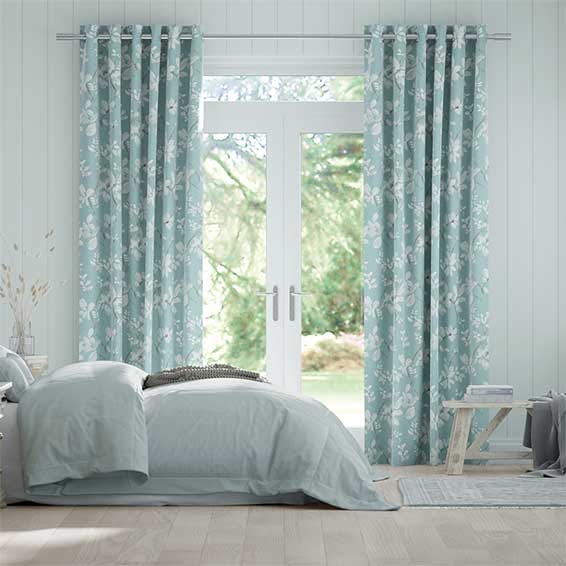 Textured Wave Curtains Duck Egg Blue LONG Lined Pair Bellfield W66"xD90” 