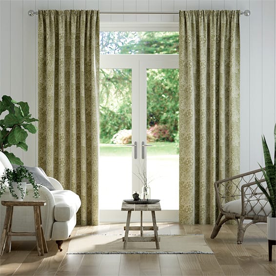 William Morris Marigold Moss Curtains, Moss Green Curtains