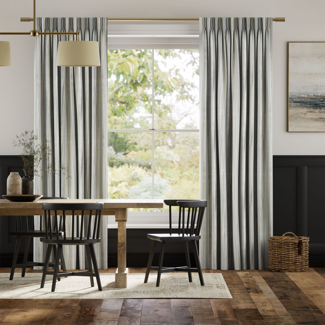Black and sales white striped curtains