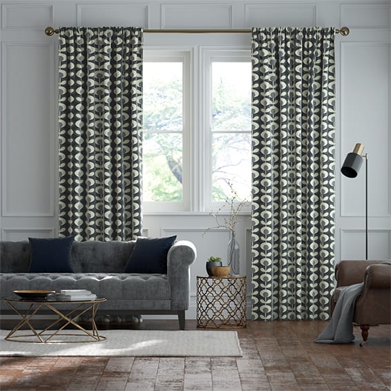 Oval Flower Cool Grey Curtains Oval Flower Cool Grey Curtains, Grey And Pattern Curtains