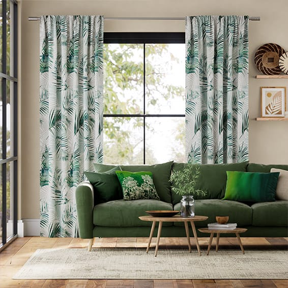 Palm Leaf Sage Green Curtains, Sage Green And Cream Curtains