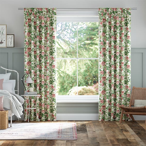 Roses Pink Curtains, Pink And Green Curtains Uk