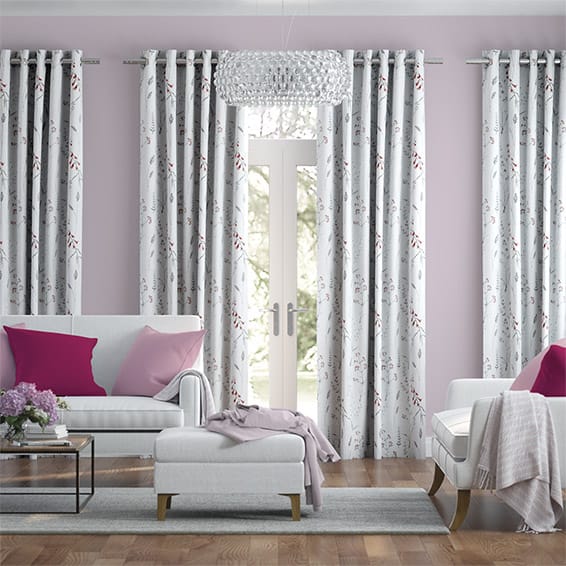 Spring Meadow Embroidered Coral Curtains