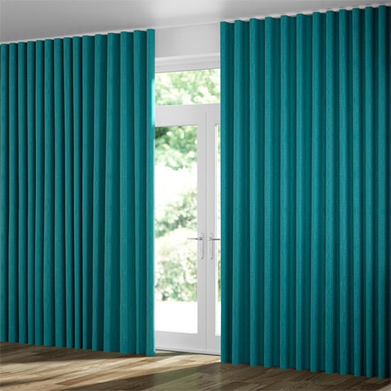 Wave Cavendish Caribbean Blue Curtains, Bright Teal Curtains