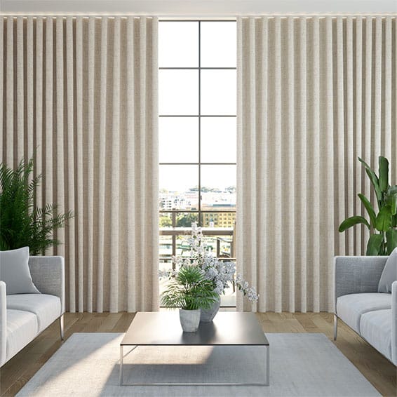 Wave Bijou Linen Oatmeal Curtains