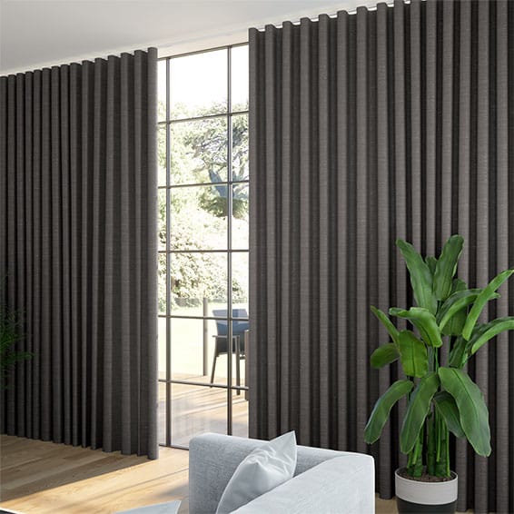 Wave Dupioni Faux Silk Shimmering Grey Curtains