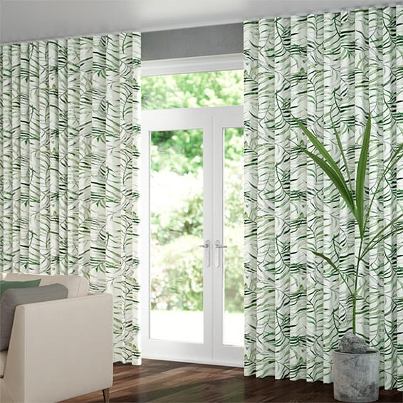 Wave Kentia Linen Leaf Curtains