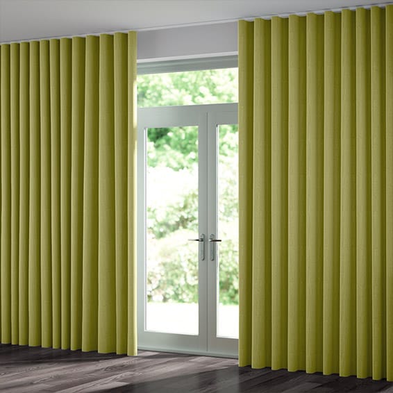 Wave Paleo Linen Golden Apple Curtains, Apple Green Curtains