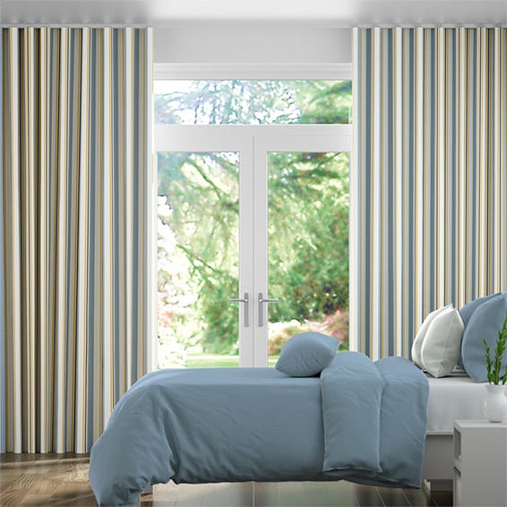 Truro Stripe Coastal Blue Wave Curtains, Navy And White Striped Curtains Uk