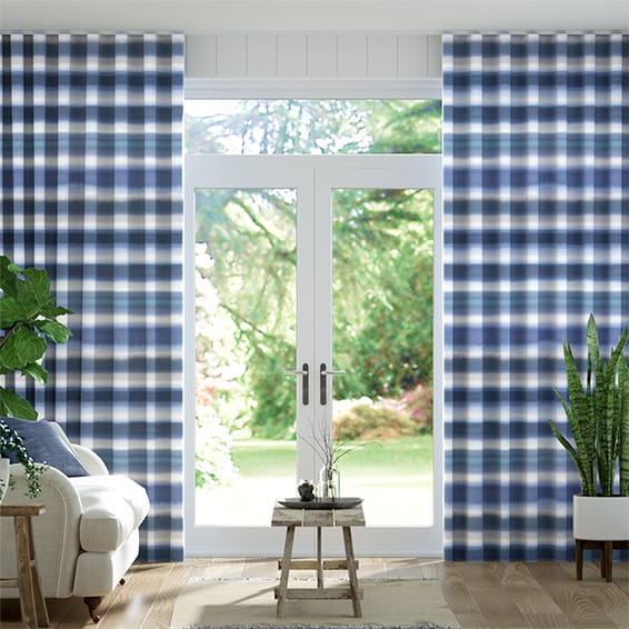 Wave Watercolour Stripe Blue Curtains Wave Watercolour Stripe Blue Curtains, Navy And Green Curtains
