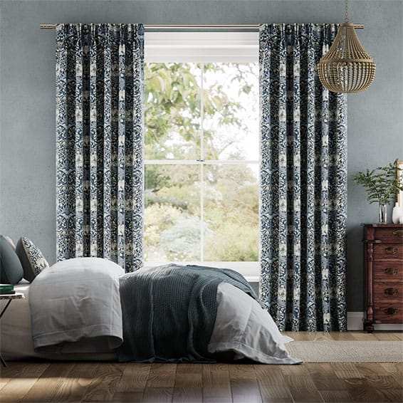 Tulip Velvet Grey Blue Curtains, Gray And Blue Curtains