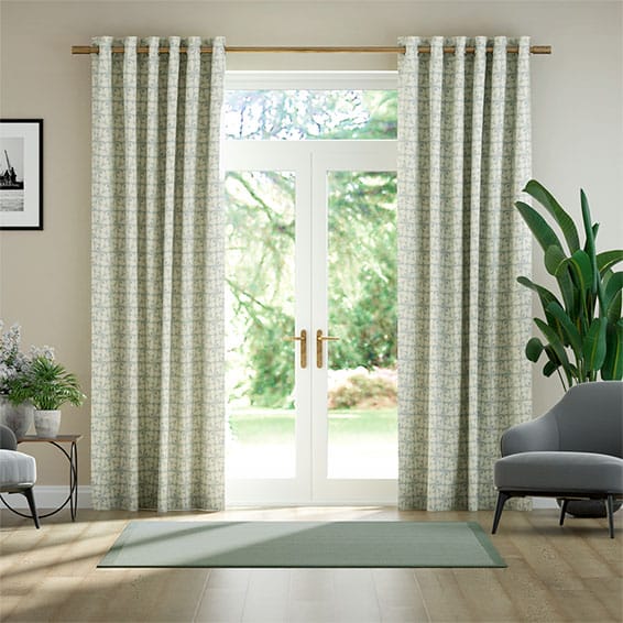 Woven Acorn Cup Mid Powder Blue Ready Made Curtains